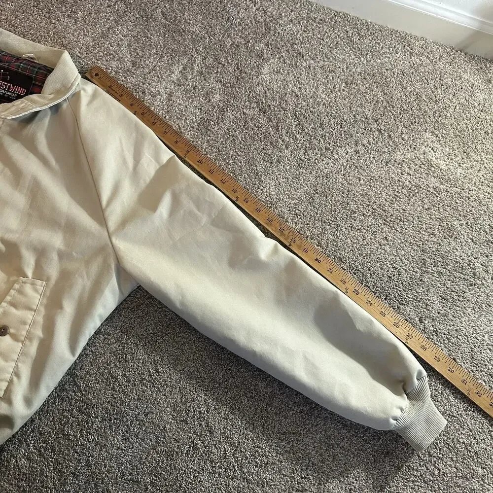 Vintage 80s 90s West Wind Bomber Jacket Mens Large L Khaki Tan Flannel Lined Zip